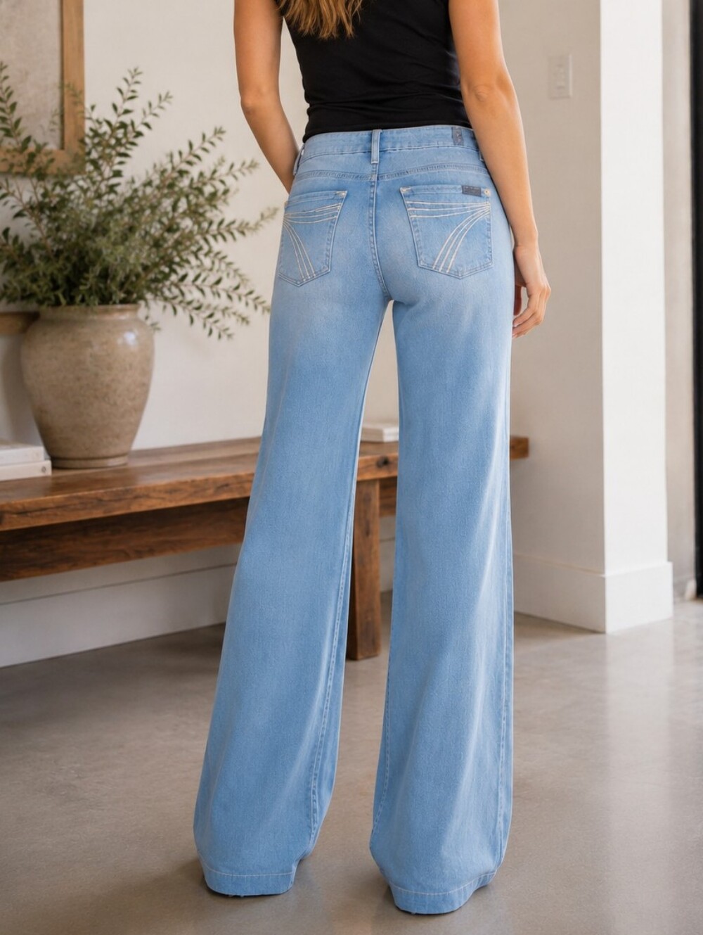 7FAMK DOJO Contour Waistband trouser jeans flares Style #7U474008 sz 24x31.5L